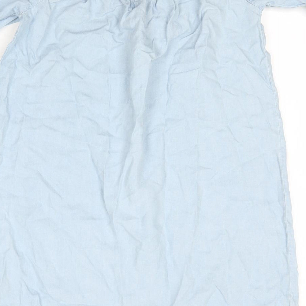 New Look Womens Blue Lyocell Shirt Dress Size 6 Off the Shoulder