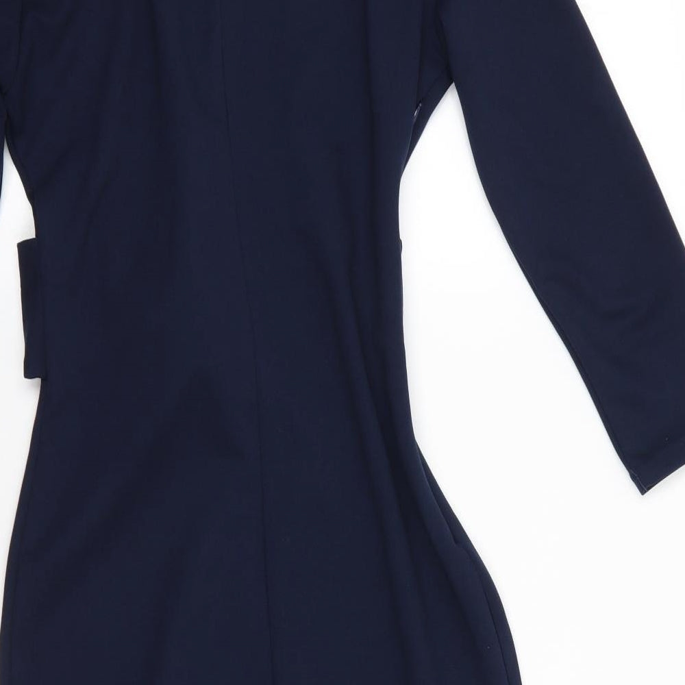 SheIn Womens Blue Polyester Pencil Dress Size S Round Neck
