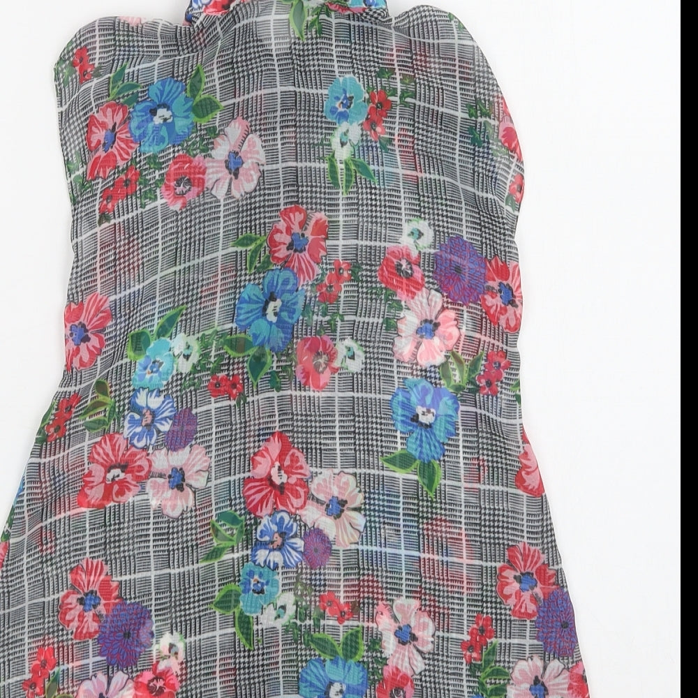 TU Girls Grey Floral Polyester Tunic Button-Up Size 7 Years Collared Button