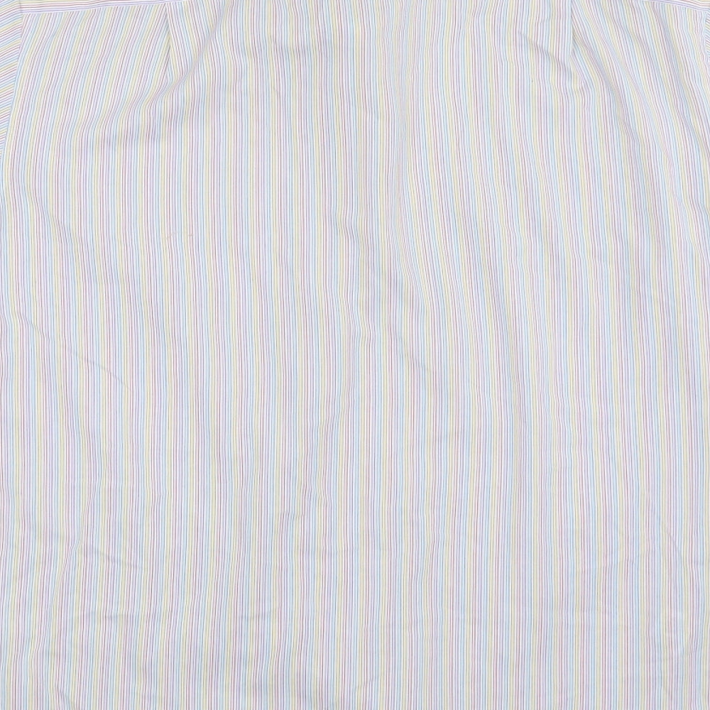 Marks & Spencer Mens Multicoloured Striped Cotton Button-Up Size 16 Collared Button