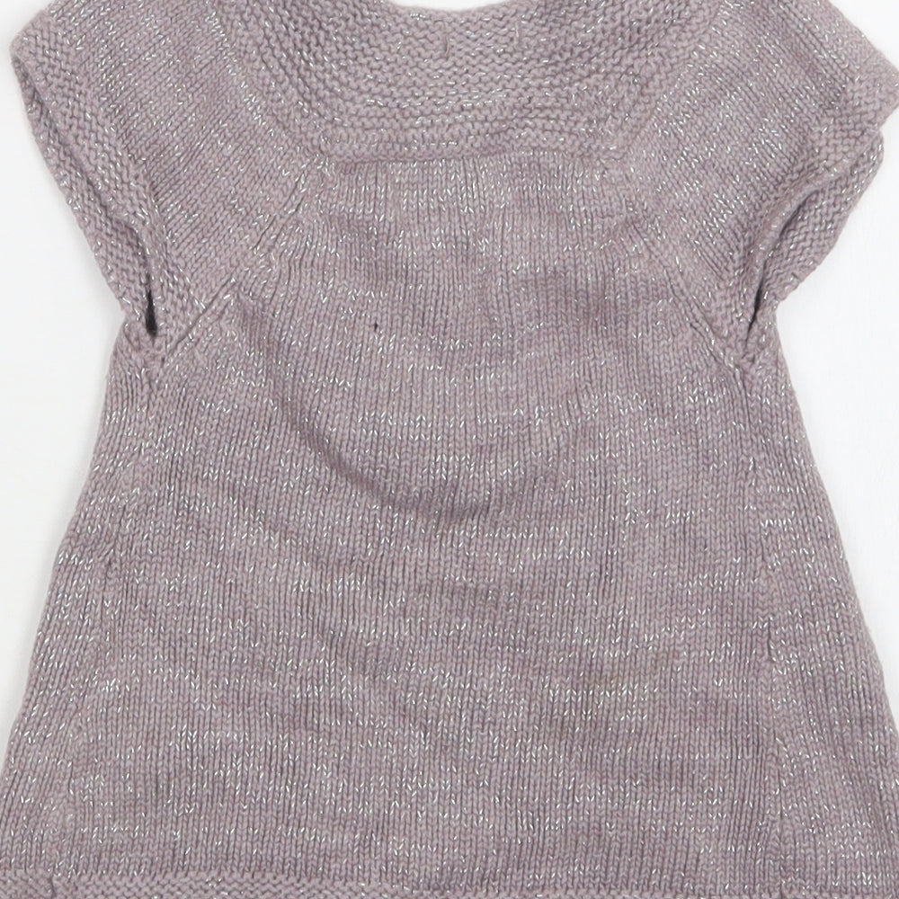 Confetti Girls Purple Round Neck Viscose Cardigan Jumper Size 3 Years Button