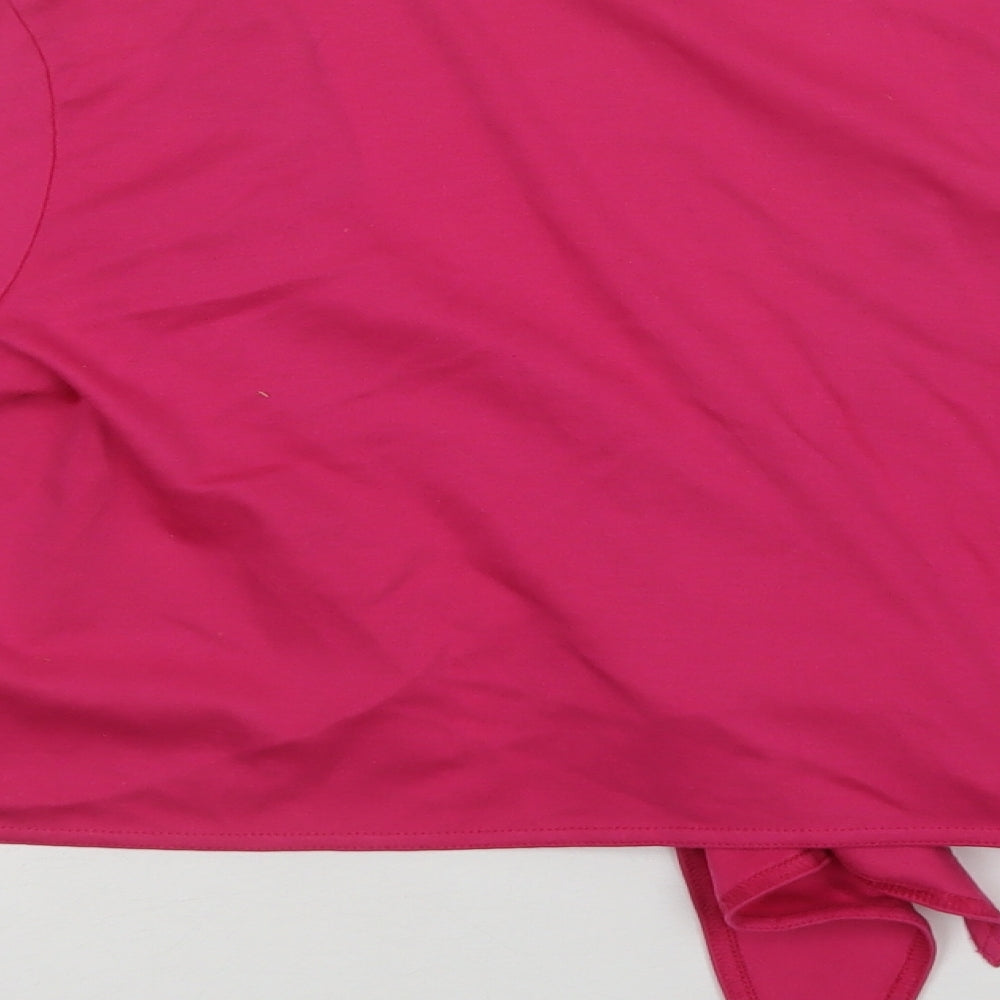 Nightingales Womens Pink Polyester Cropped Blouse Size 16 V-Neck