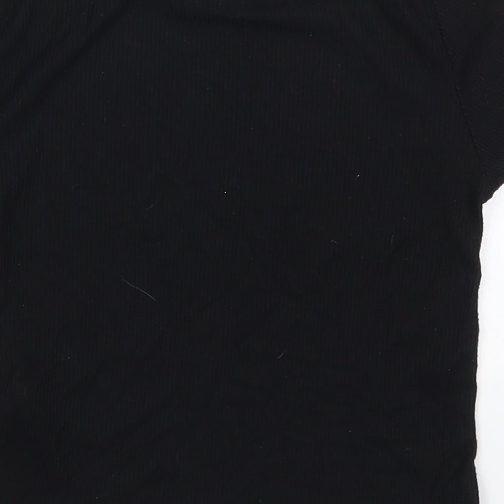 Atmosphere Womens Black Polyester Cropped T-Shirt Size 6 Round Neck