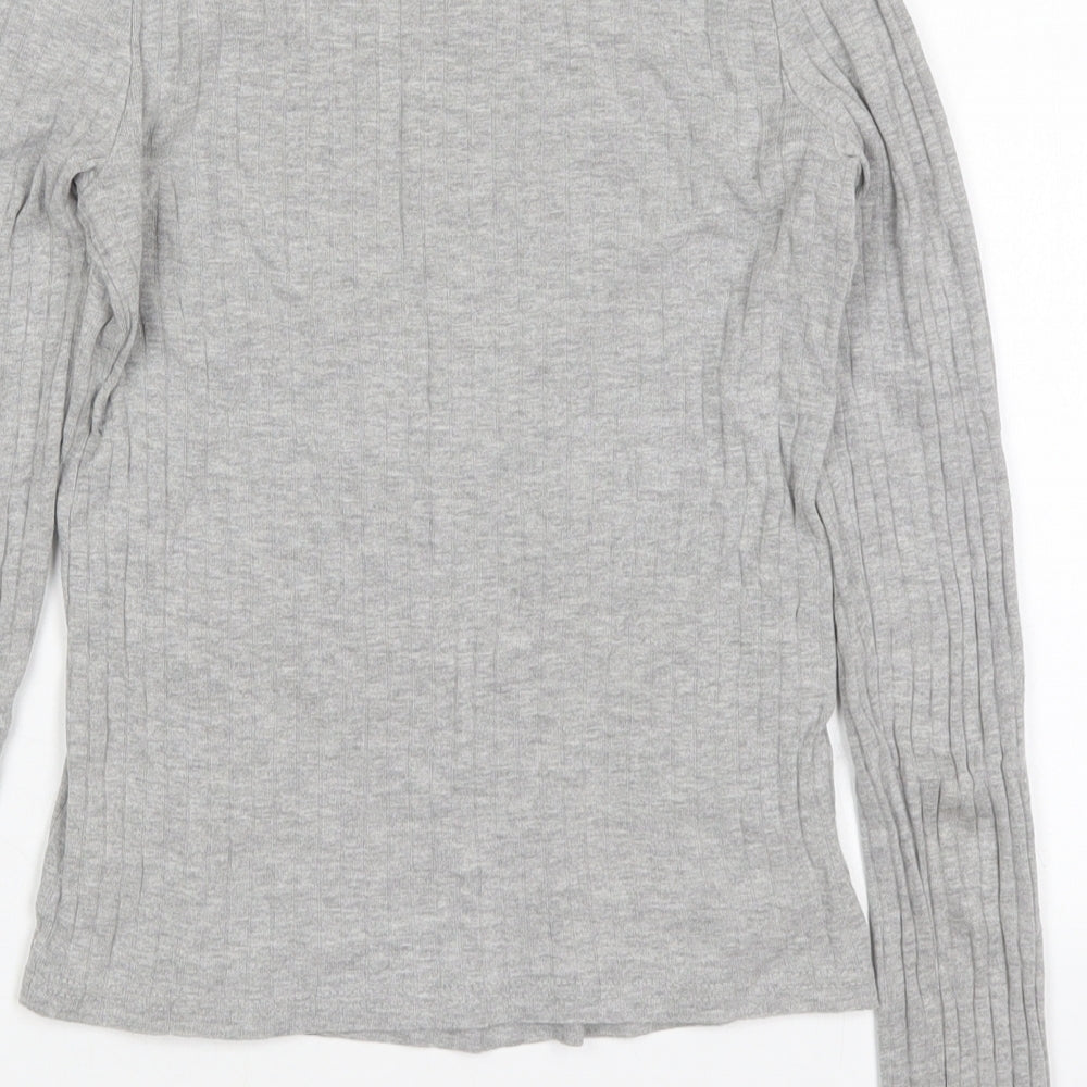 River Island Womens Grey Cotton Basic T-Shirt Size 6 Round Neck