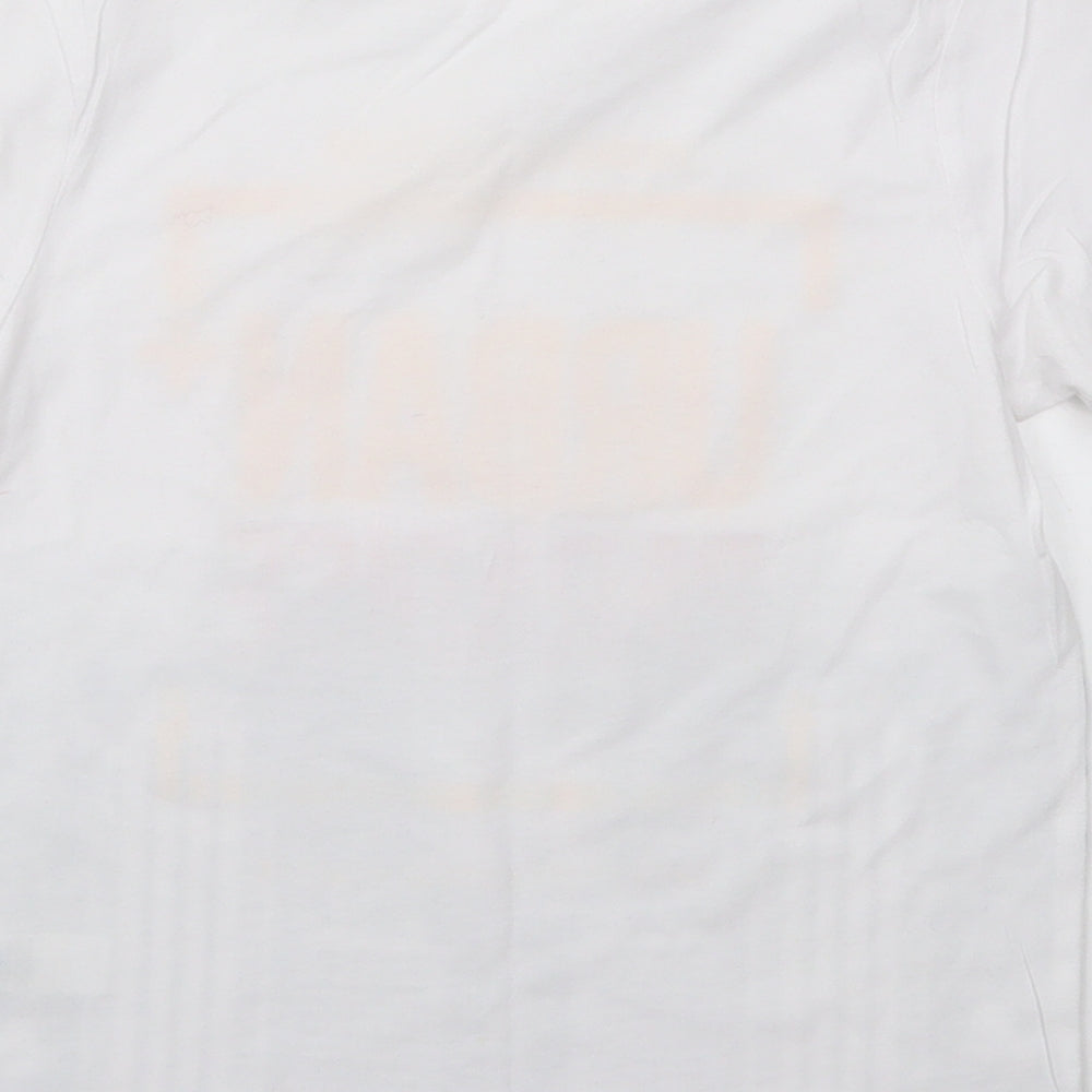 George Boys White Polyester Basic T-Shirt Size 7-8 Years Crew Neck Pullover - Urban Paradise