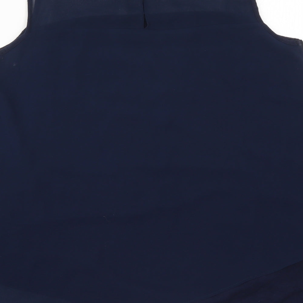 TU Womens Blue Viscose Basic Tank Size 10 Round Neck