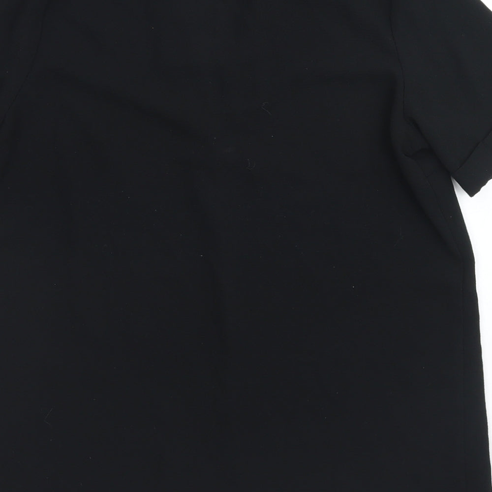 Select Womens Black Polyester Basic Blouse Size 8 Round Neck