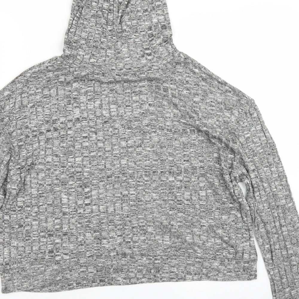 Boohoo Womens Grey Polyester Pullover Hoodie Size M - cropped