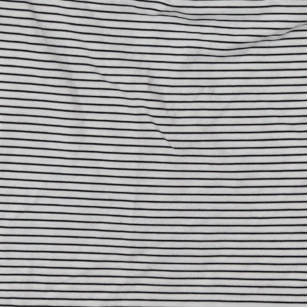 Topshop Womens White Striped Cotton Basic T-Shirt Size 10 Off the Shoulder