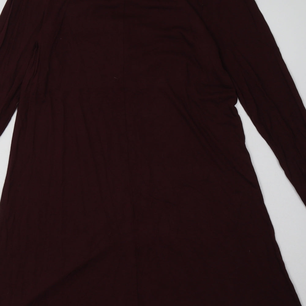 H&M Womens Red Viscose A-Line Size S V-Neck Pullover