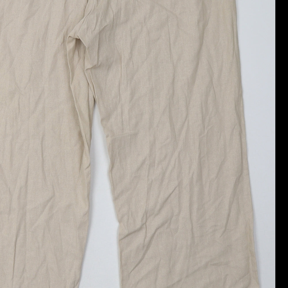 mimosa Womens Beige Viscose Trousers Size 16 L28 in Regular Hook & Eye