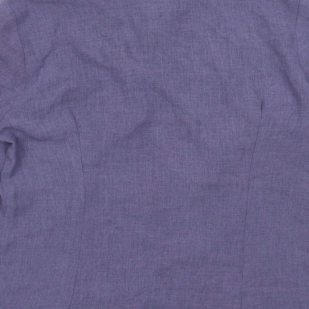 BM Womens Purple Polyester Basic Button-Up Size 12 Collared