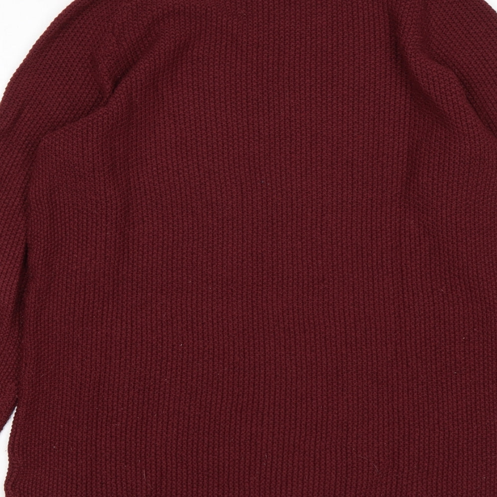 H&M Mens Red Round Neck Acrylic Pullover Jumper Size S