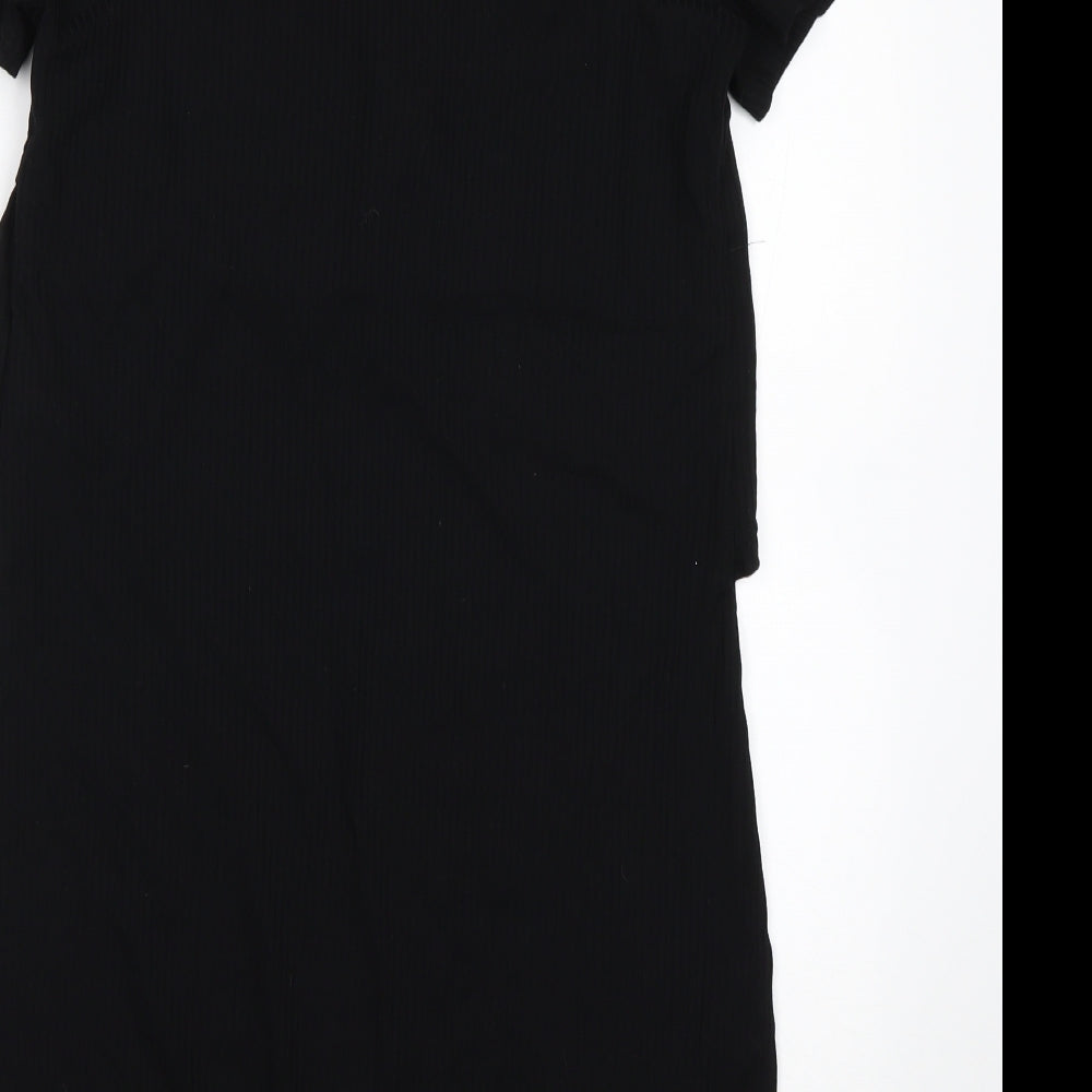 Mamalicious Womens Black Viscose Pencil Dress Size M Round Neck