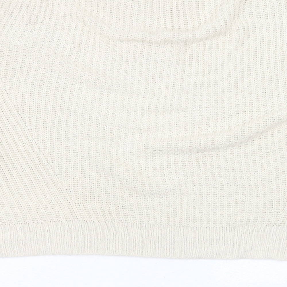 New Look Womens Beige Round Neck Acrylic Pullover Jumper Size M