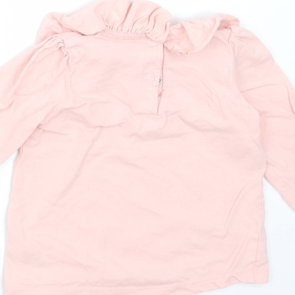 George Girls Pink Cotton Basic T-Shirt Size 6-9 Months Round Neck - take your time