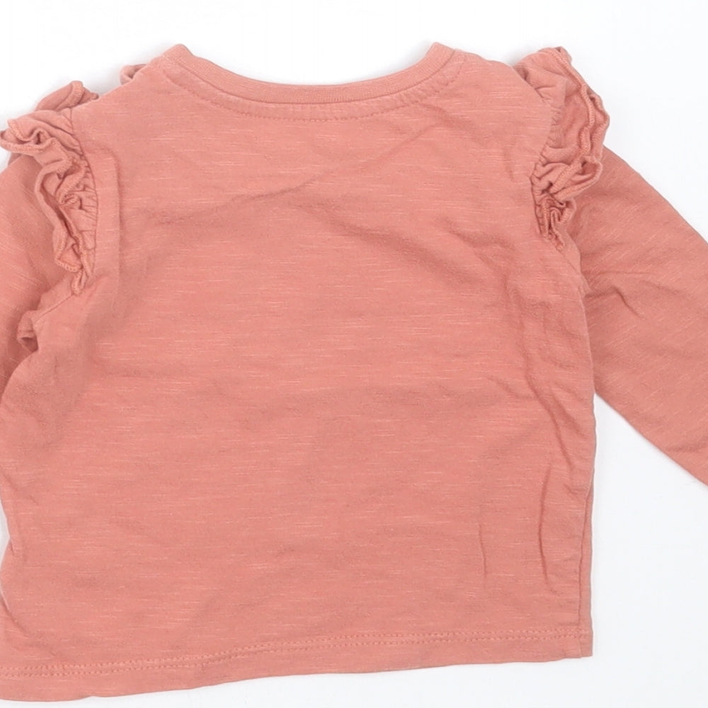 Primark Girls Pink Cotton Basic T-Shirt Size 6-9 Months Round Neck