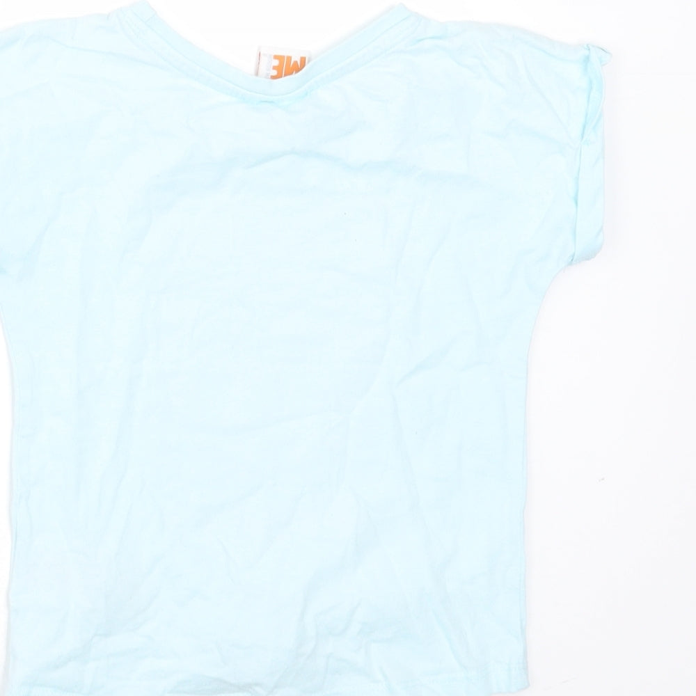 DISPICABLE ME Girls Blue Cotton Basic T-Shirt Size 4 Years Round Neck - sequins