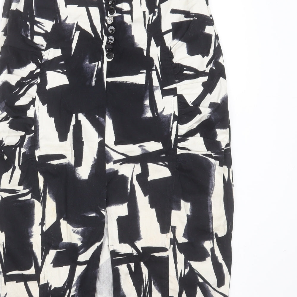 River Island Womens Black Geometric Cotton Straight & Pencil Skirt Size 8