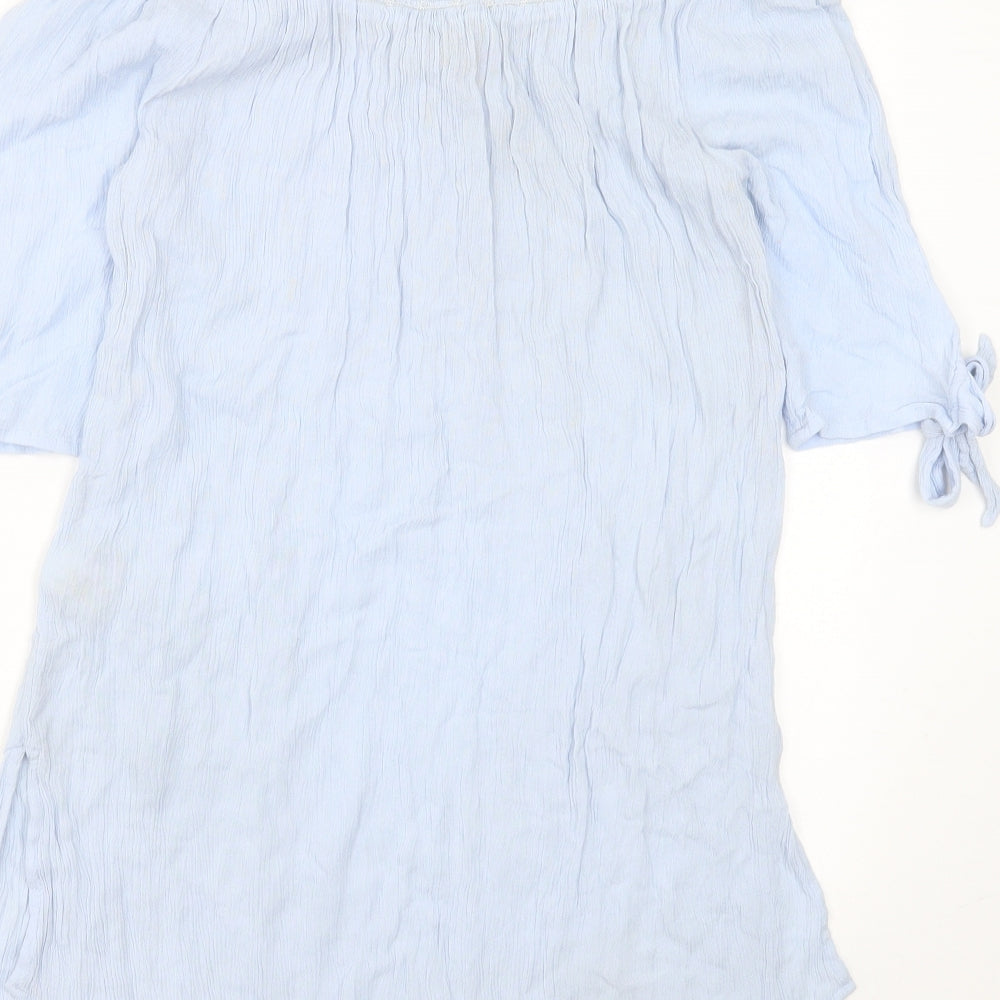 New Look Womens Blue Viscose Basic Blouse Size M Round Neck
