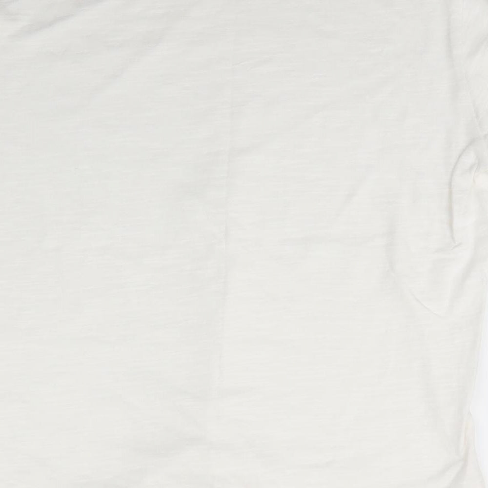 Preworn Womens White 100% Cotton Basic T-Shirt Size L Round Neck