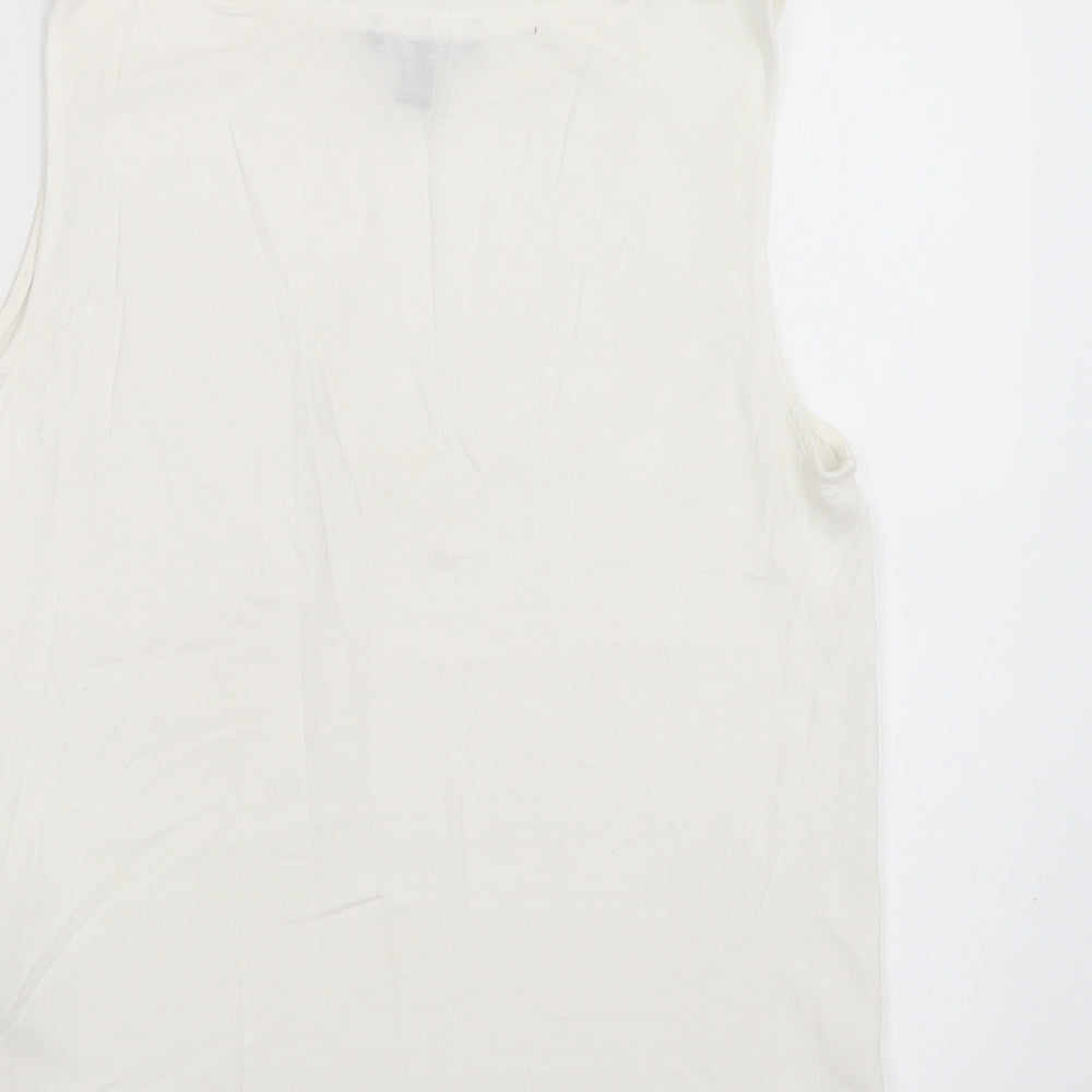 New Look Womens White Polyester Basic Blouse Size 10 Round Neck