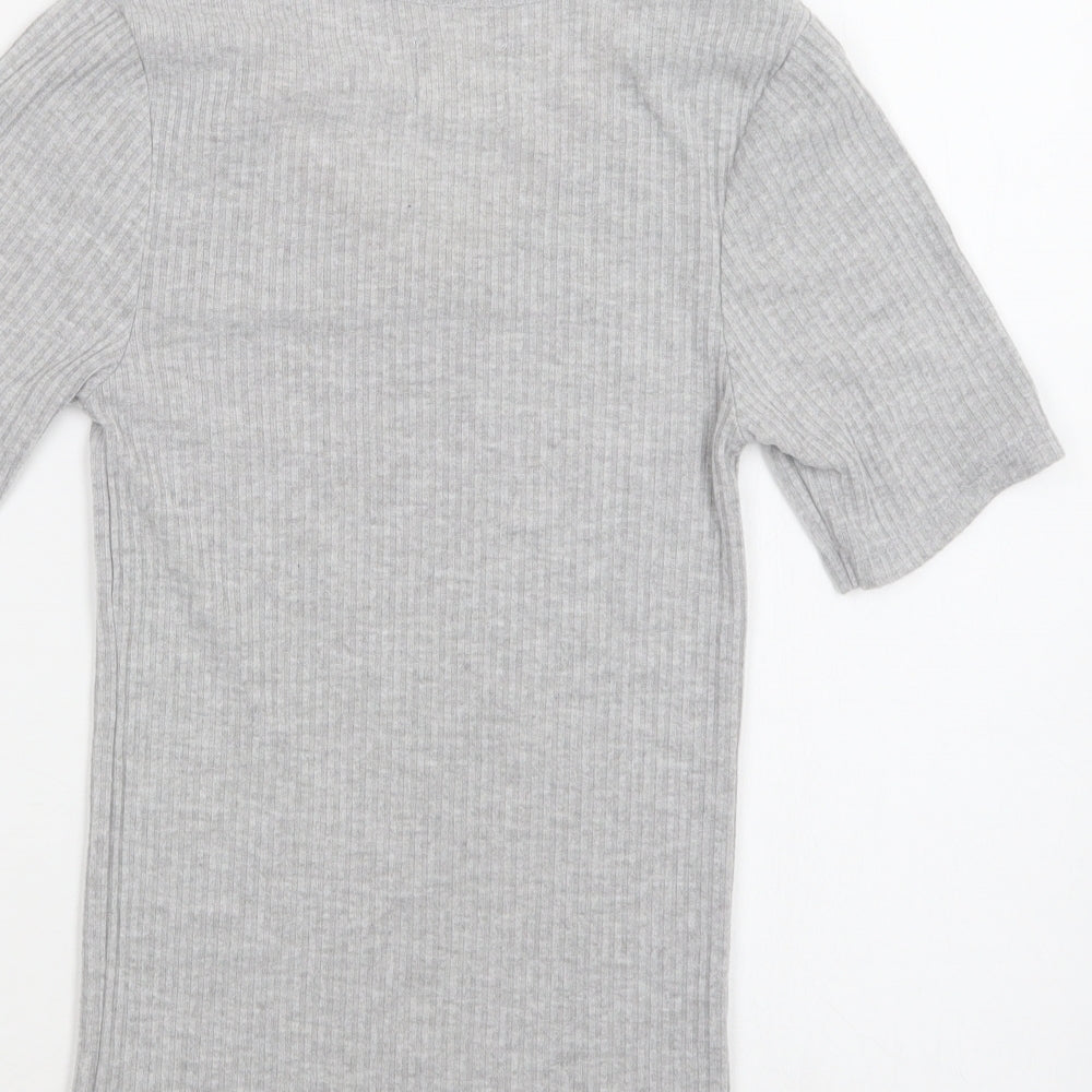 Matalan Womens Grey Solid Polyester Top Pyjama Top Size 8 - Lace Detail
