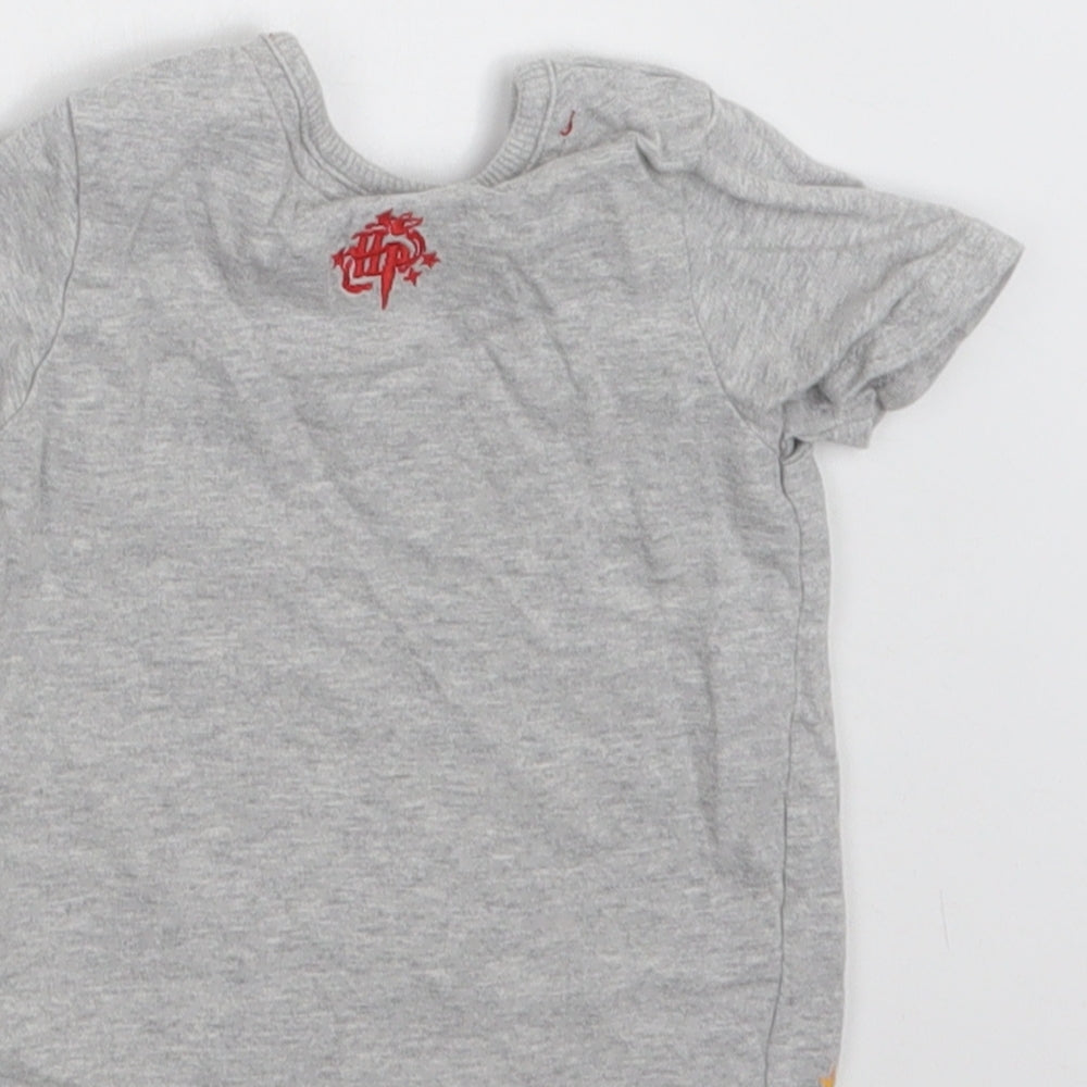 George Baby Green Cotton Basic T-Shirt Size 6-9 Months Crew Neck Snap - Harry Potter