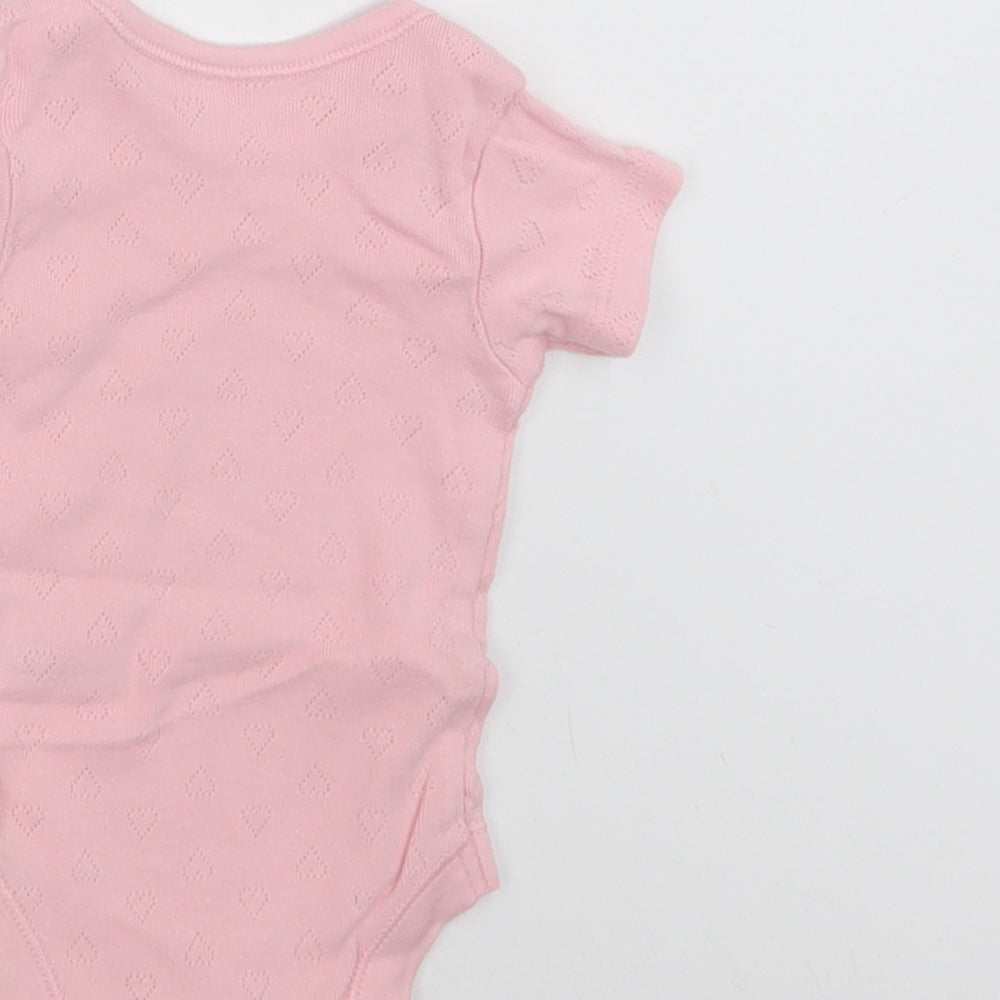 George Baby Pink Cotton Romper One-Piece Size 0-3 Months Snap