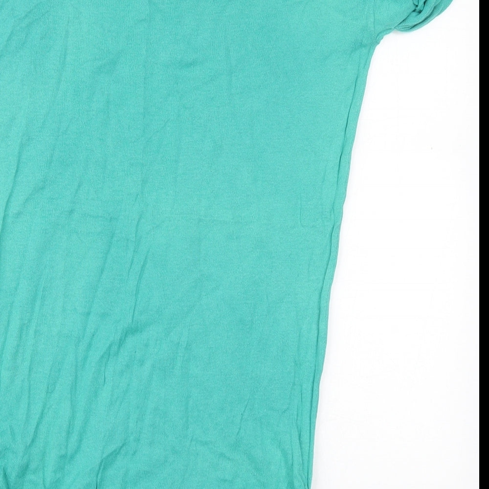 H&M Womens Green Cotton Basic T-Shirt Size 10 Round Neck