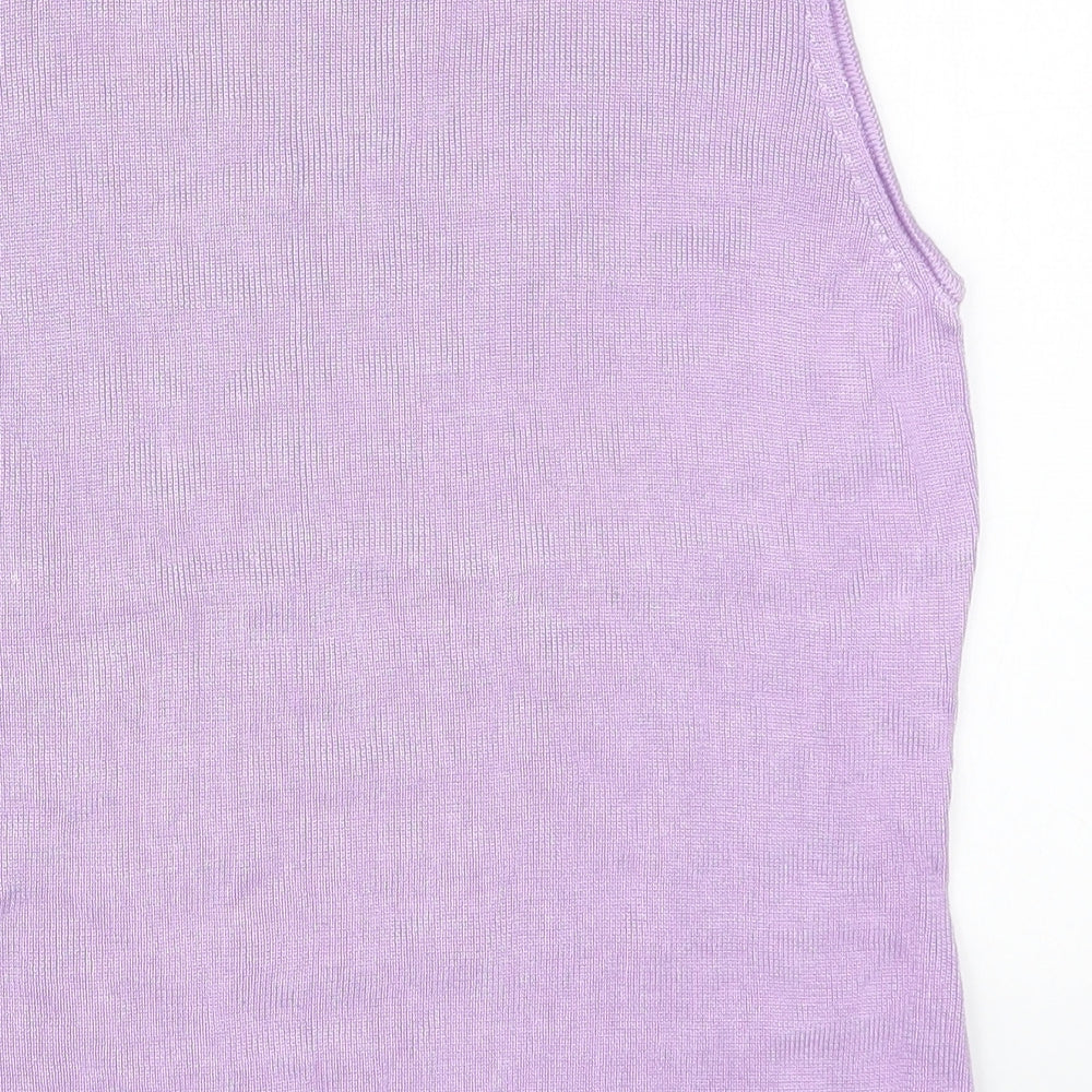 Precis Womens Purple Viscose Basic Tank Size M Round Neck