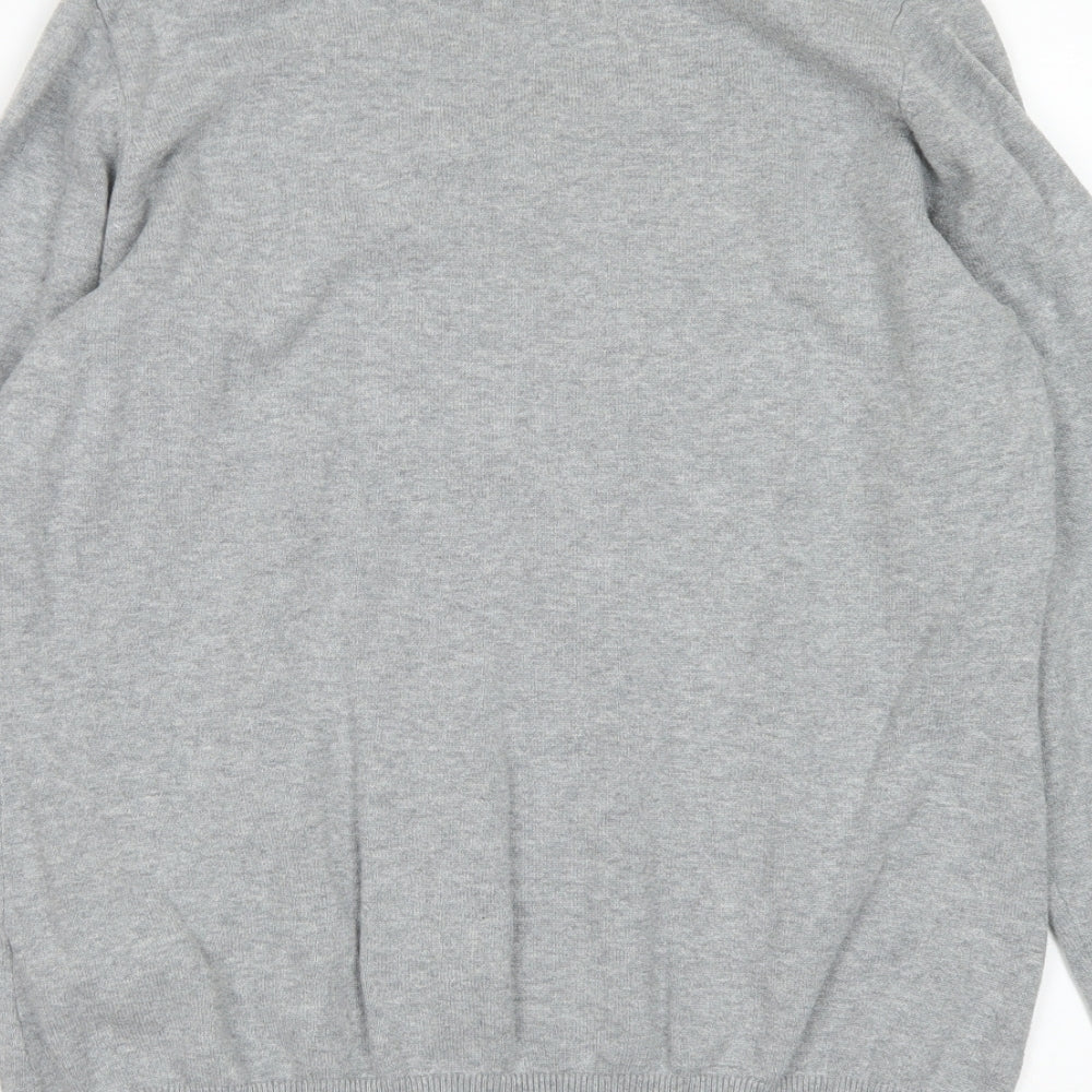 Inesis Womens Grey V-Neck Cotton Pullover Jumper Size L