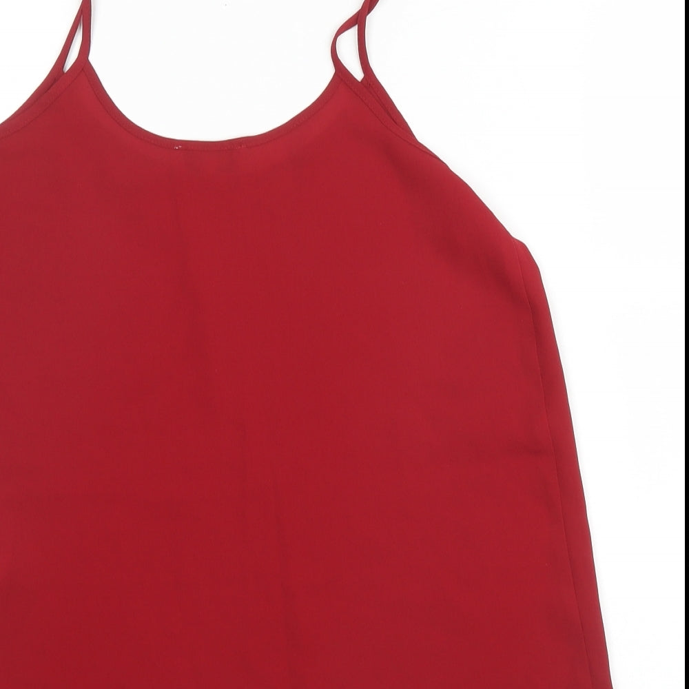 Papaya Womens Red Polyester Camisole Blouse Size 10 Round Neck