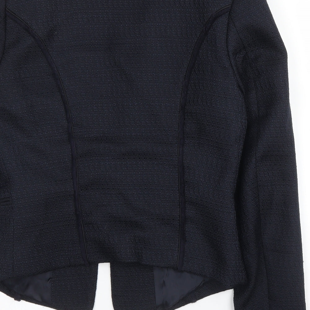 H&M Womens Blue Polyester Jacket Blazer Size 8