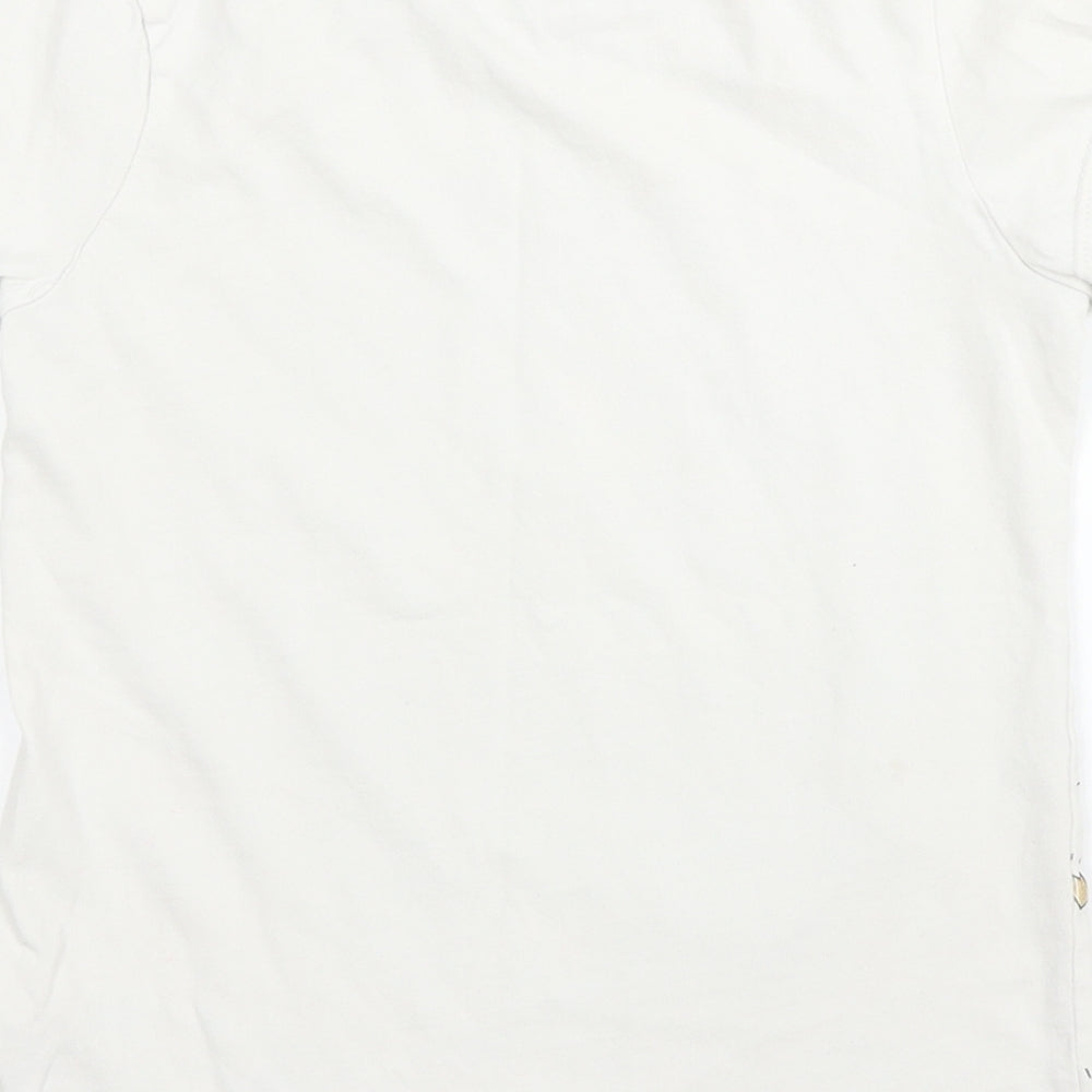 George Girls White Cotton Basic T-Shirt Size 7 Years Round Neck