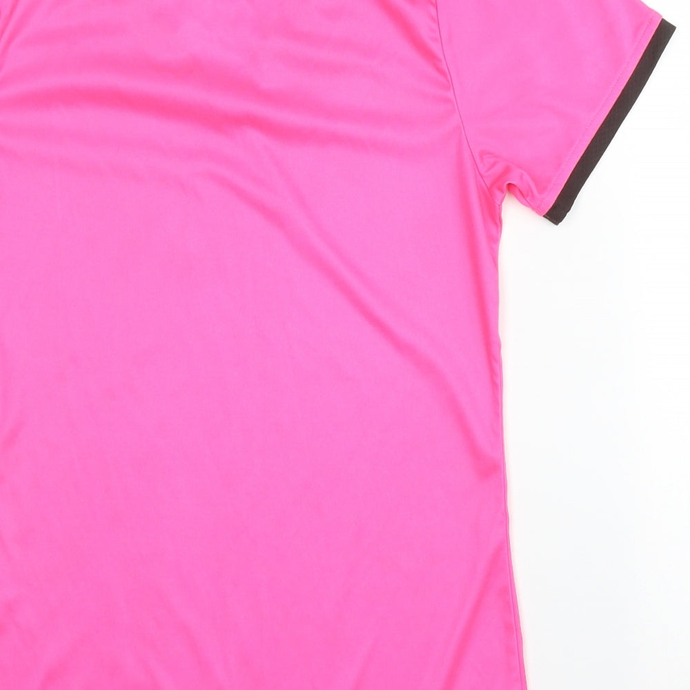 Hydro Dry Womens Pink Polyester Basic T-Shirt Size 12 V-Neck