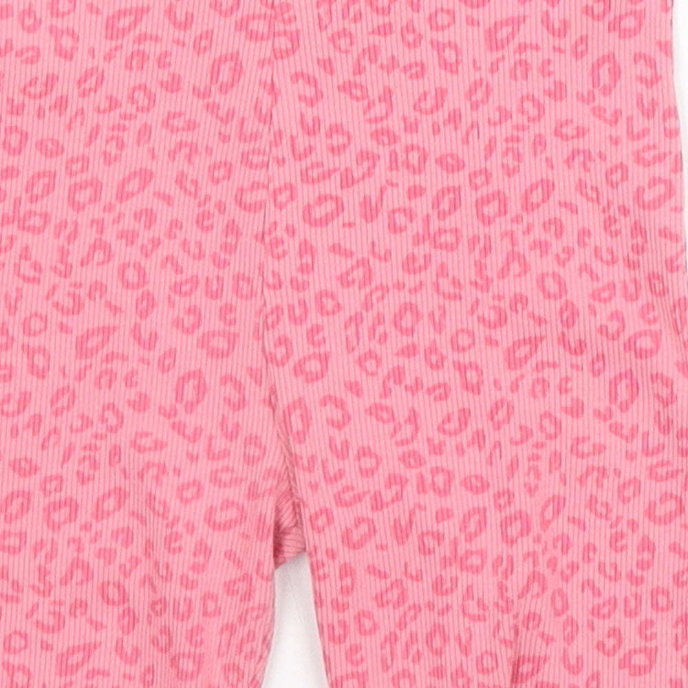 George Girls Pink Animal Print Cotton Capri Pyjama Set Size 3 Years - Leopard print