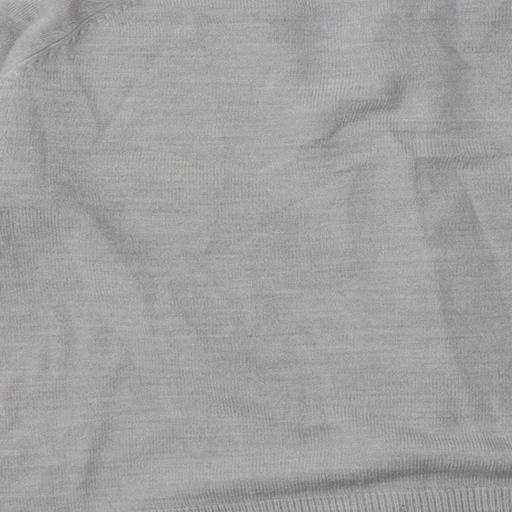 Classics Womens Grey Crew Neck Acrylic Cardigan Jumper Size M - soft touch