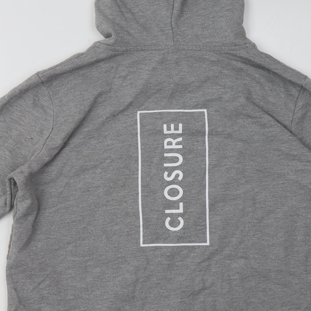 closure Womens Grey Polyester Pullover Hoodie Size S Pullover