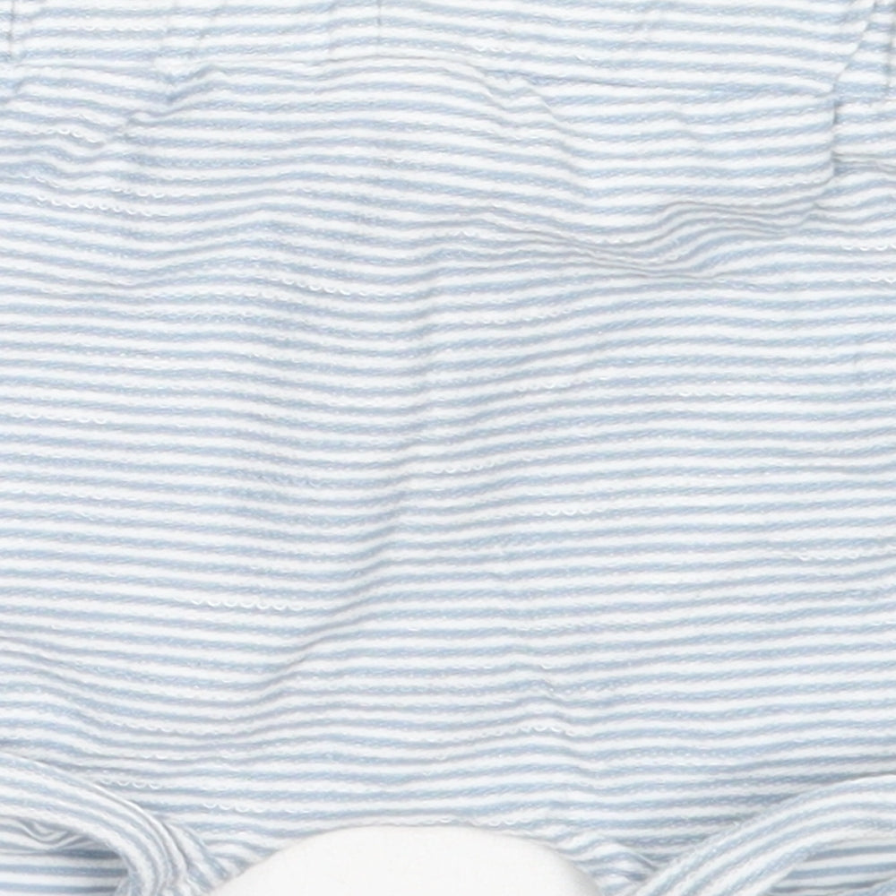Next Boys Blue Striped Cotton Cropped Trousers Size 6-9 Months