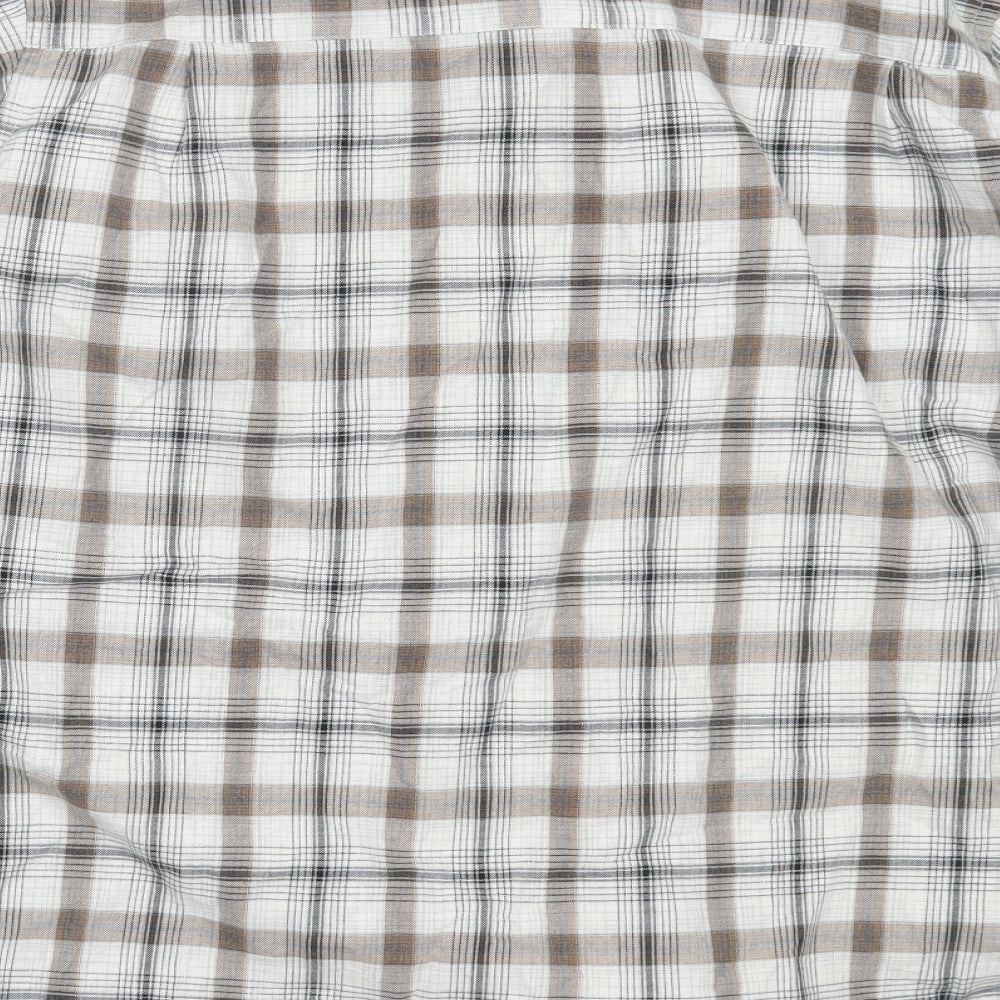 Harratt Mens Beige Check Cotton Button-Up Size XL Collared