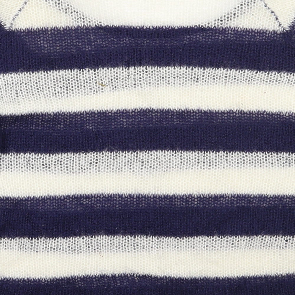 Internacionale Womens Blue Round Neck Striped Acrylic Pullover Jumper Size 14
