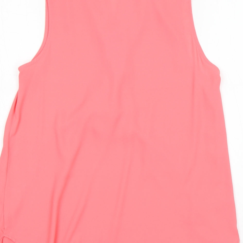 New Look Womens Pink Basic Blouse Size 12 V-Neck