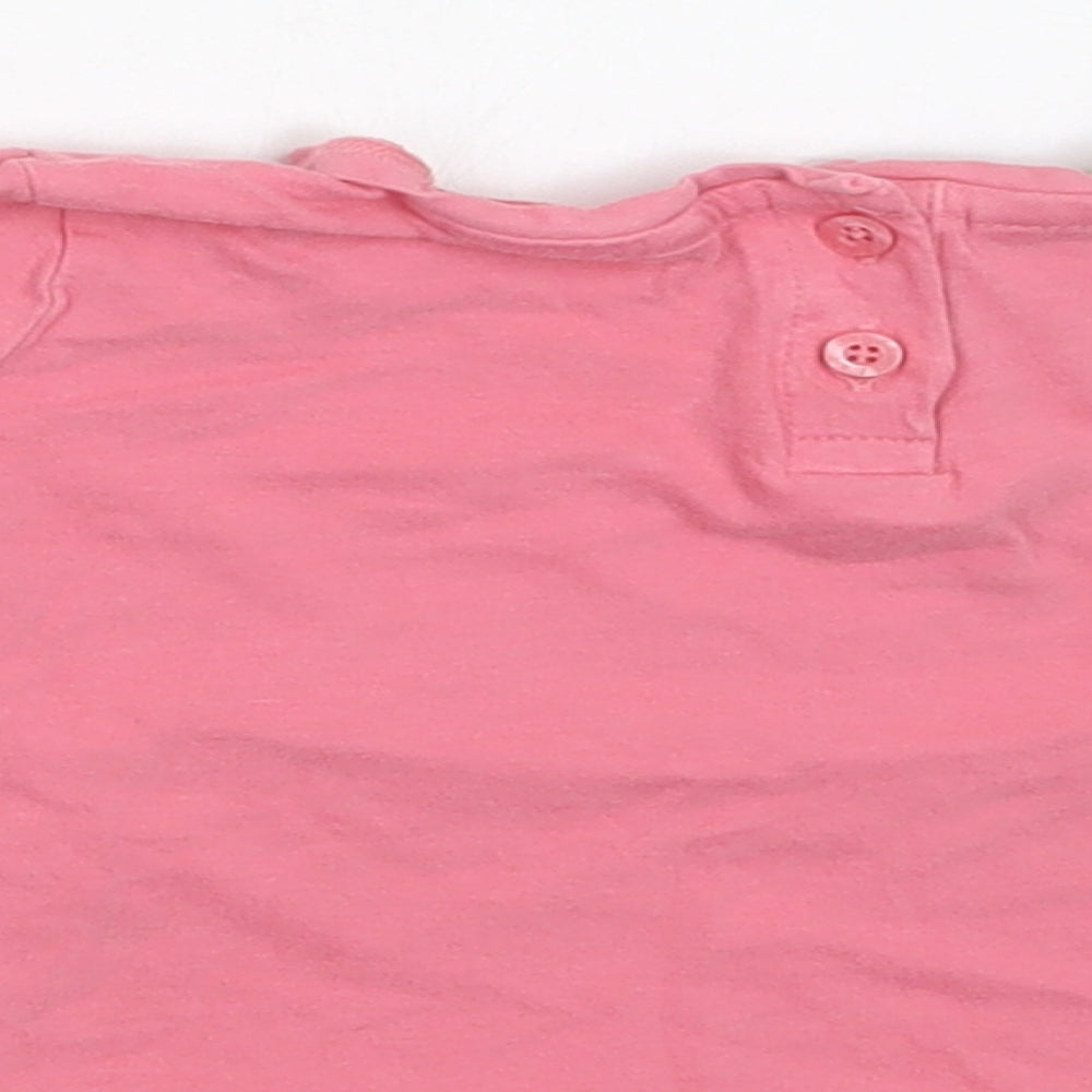 Next Baby Pink Cotton Basic Blouse Size 9-12 Months Crew Neck Button