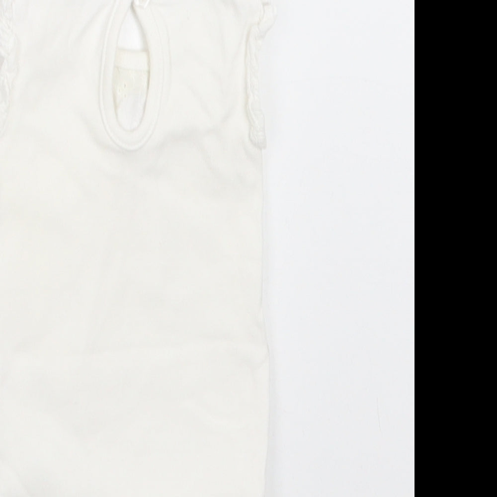 TU Baby White Cotton Romper One-Piece Size 0-3 Months Snap