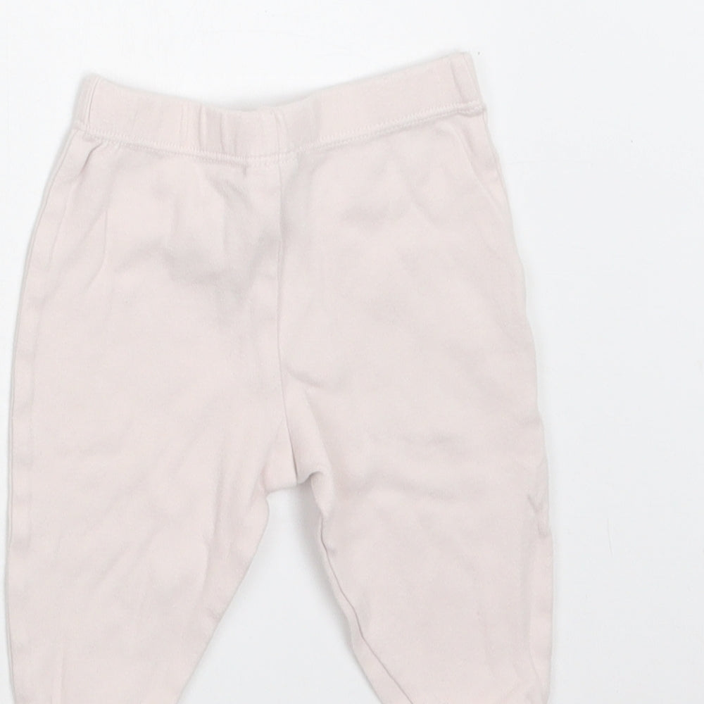 Marks & Spencer Baby Pink Cotton Jogger Trousers Size 3-6 Months
