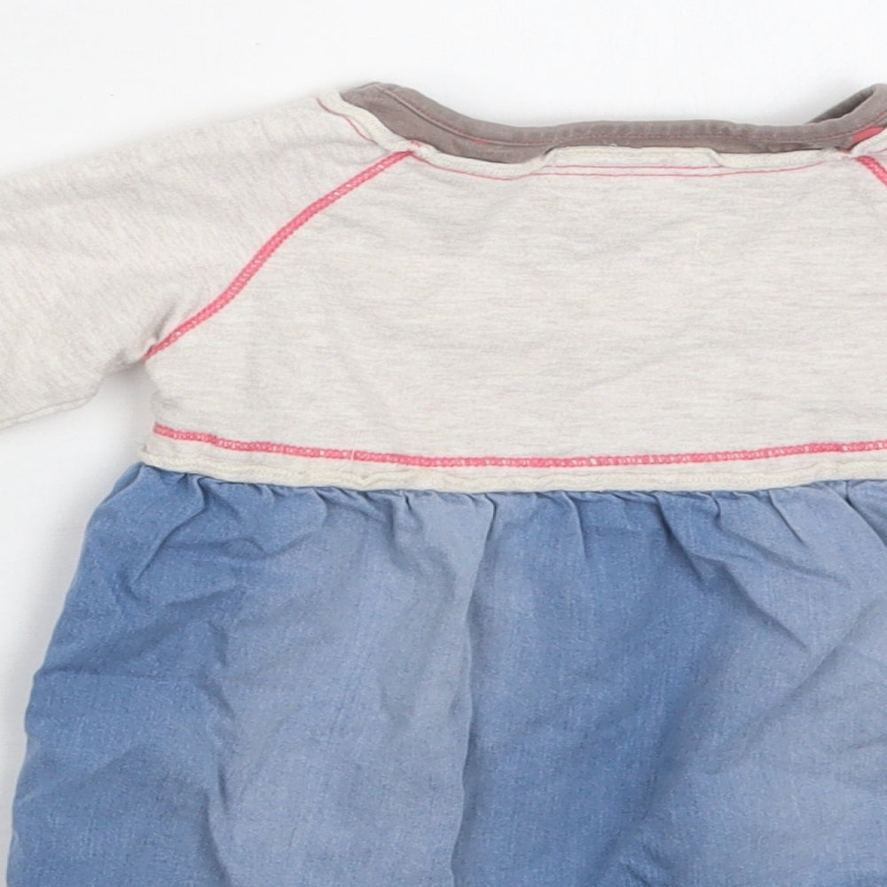 NEXT Baby Blue Cotton A-Line Size 9-12 Months Crew Neck - Cat