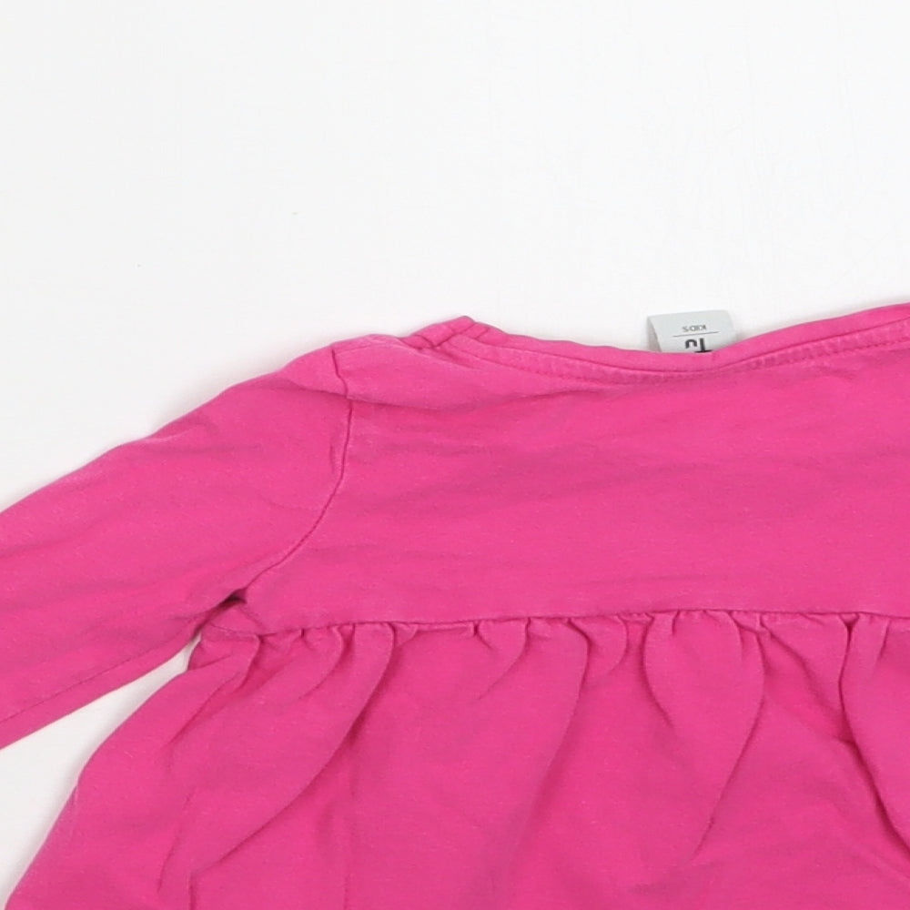 TU Baby Pink Cotton Basic Blouse Size 9-12 Months Crew Neck - Cat