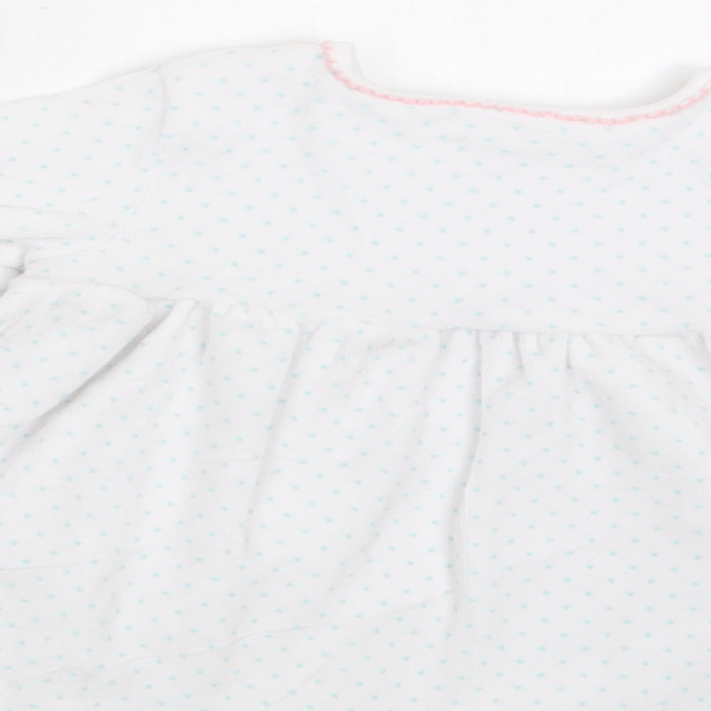m & cO Baby White Polka Dot Cotton Fit & Flare Size 9-12 Months Crew Neck Snap