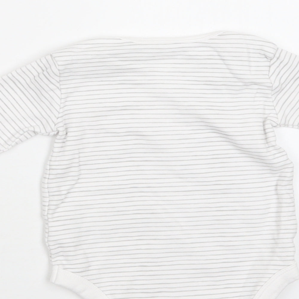 TU Baby White Striped Cotton Romper One-Piece Size 9-12 Months Snap